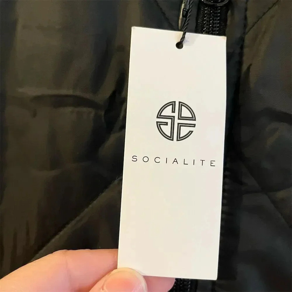 Socialite Women's Black Quilted Puffer Vest S Lightweight Zip Pockets - Picture 4 of 6